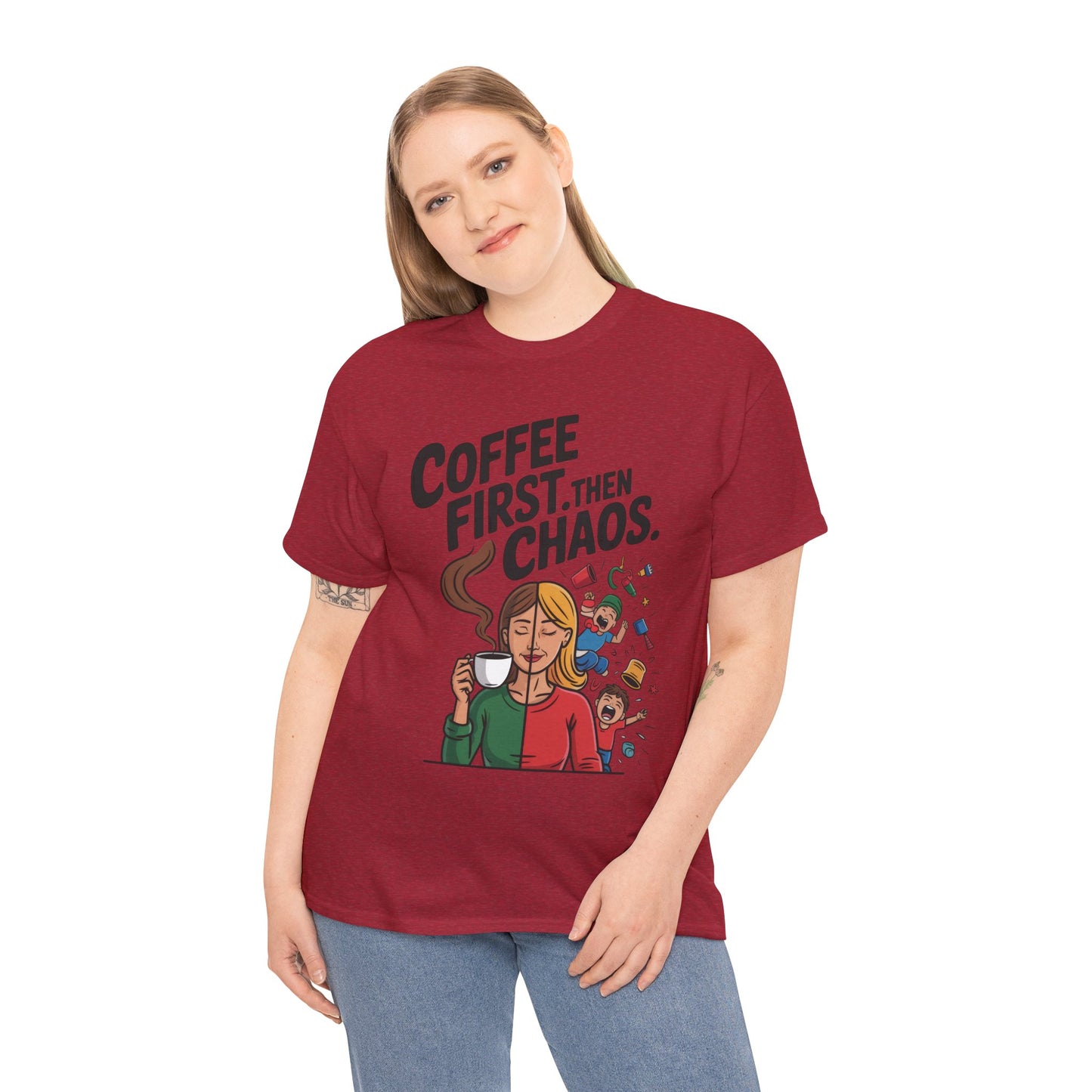 Coffee First Then Chaos Funny Mom Life Tee, Mother's Day Gift, Mom Humor Tee, mom graphic tee, caffeine lover tee