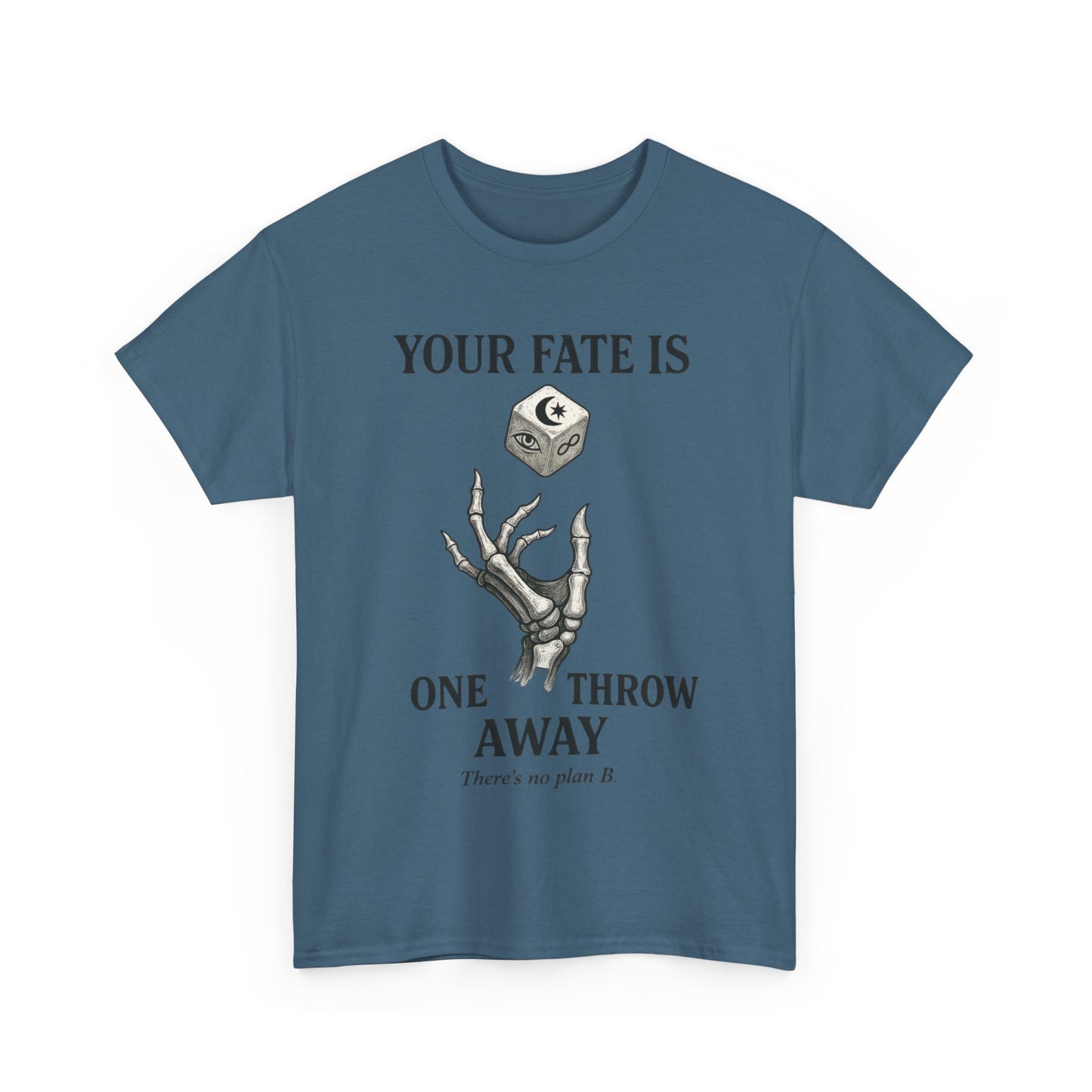 Your Fate Mens Heavy Cotton Tee, Skeleton Dice Graphic T-Shirt, Trendy Gift for Gamers, Gambling Tee, Unique Quote Apparel