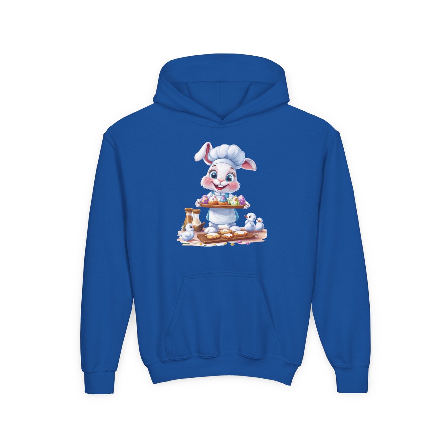 Easter Chef Bunny Hoodie for Kids, Cute Baker Bunny, Fun Holiday Outfit, Youth Spring Sweatshirt, Easter Gift, Bunny Design Hoodie