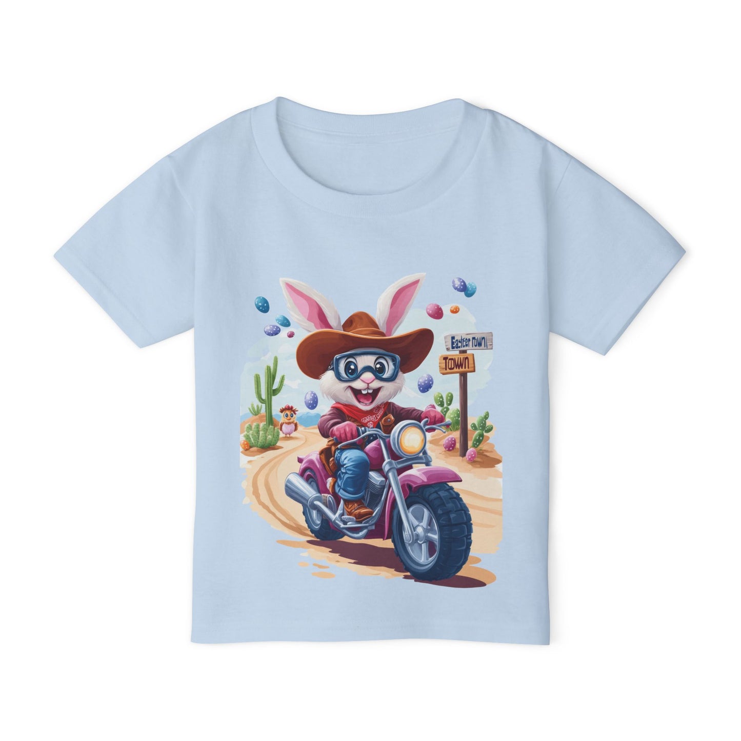 Easter Bunny Motorcycle Toddler T-Shirt - Fun Spring Tee for Kids, Biker Bunny Shirt, Cute Easter Gift, Cotton Tee for Boys and Girls