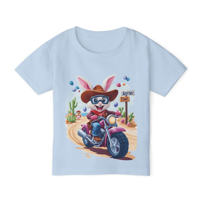 Easter Bunny Motorcycle Toddler T-Shirt - Fun Spring Tee for Kids, Biker Bunny Shirt, Cute Easter Gift, Cotton Tee for Boys and Girls