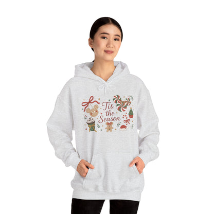 Tis the Season Christmas Women's Hooded Sweatshirt, Cozy Cookie - Cocoa Holiday Jumper, Unisex Heavy Blend™ Hooded Sweatshirt