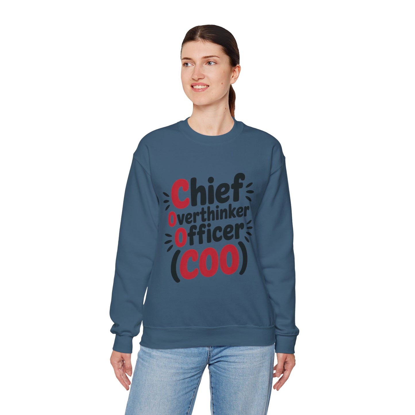 Chief Overthinker Officer Women's Sweatshirt, COO Funny Office Humor Graphic Pullover, Women's Heavy Blend™ Crewneck Sweatshirt
