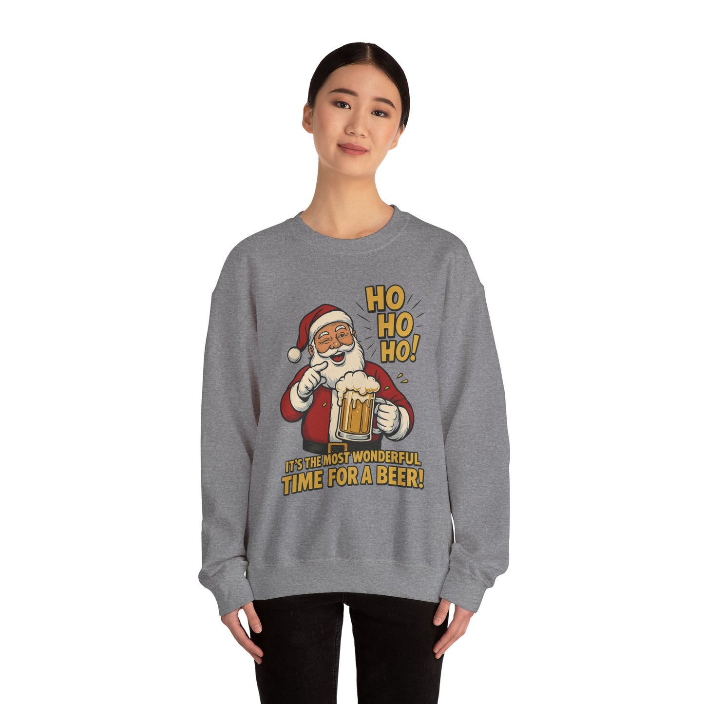 Funny Santa Beer Christmas Sweatshirt, Men's Holiday Pullover, Men's Heavy Blend™ Crewneck Sweatshirt