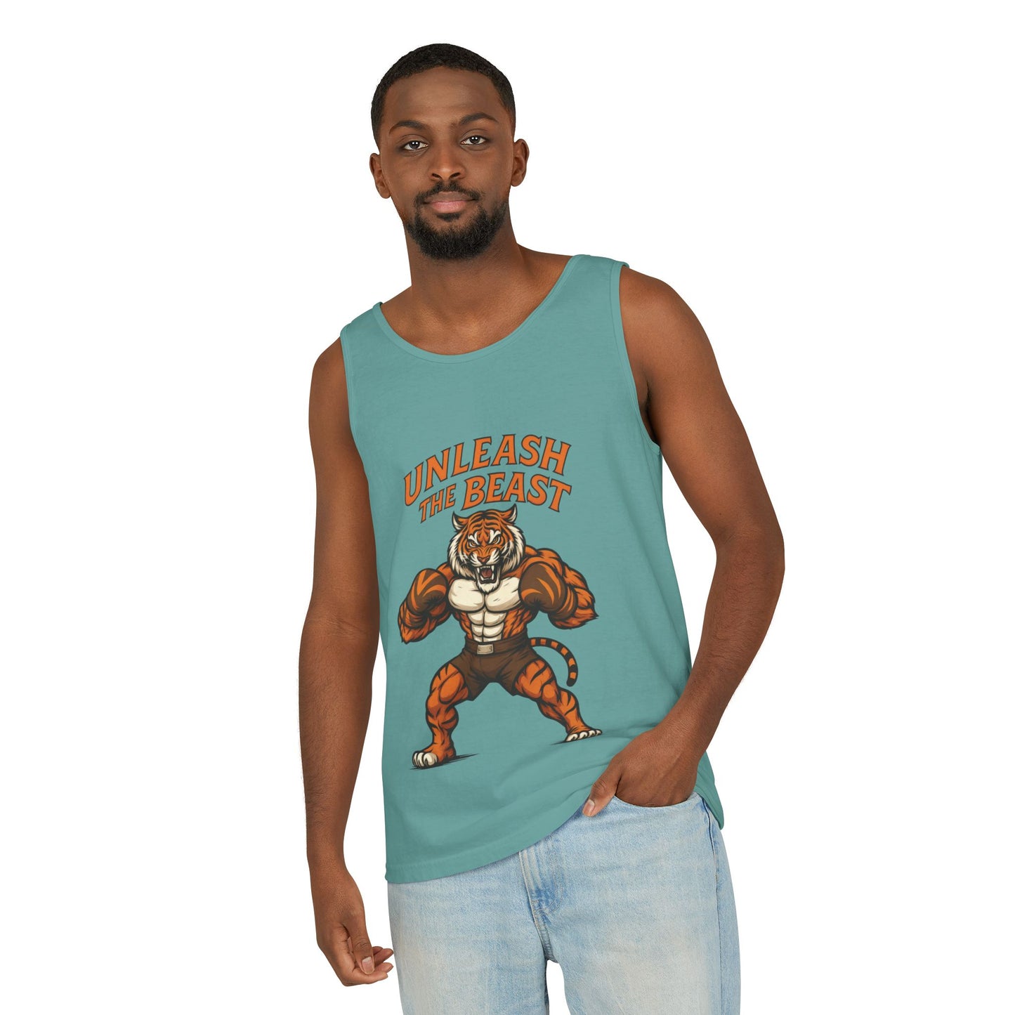 Unleash The Beast Tiger Gym Tank Top - Mens Workout Muscle Tank, Fitness Motivation Sleeveless Shirt, Bodybuilding Top, Strong Beast Gym Top