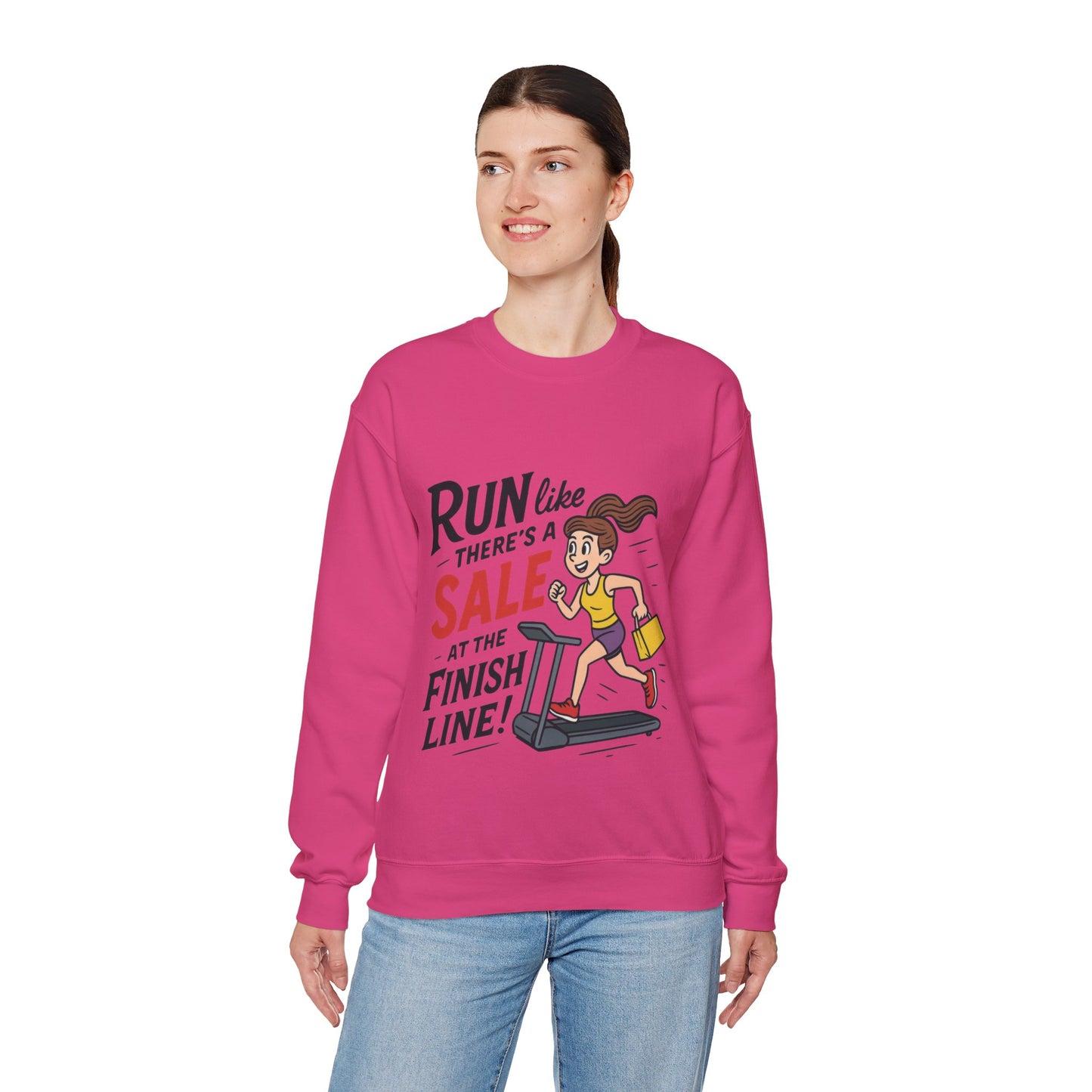 Run Like Theres a SALE at the Finish Line! Womens Sweatshirt, Funny Shopping Pullover, Treadmill Runner Gift for Her, Sale Humor Tee
