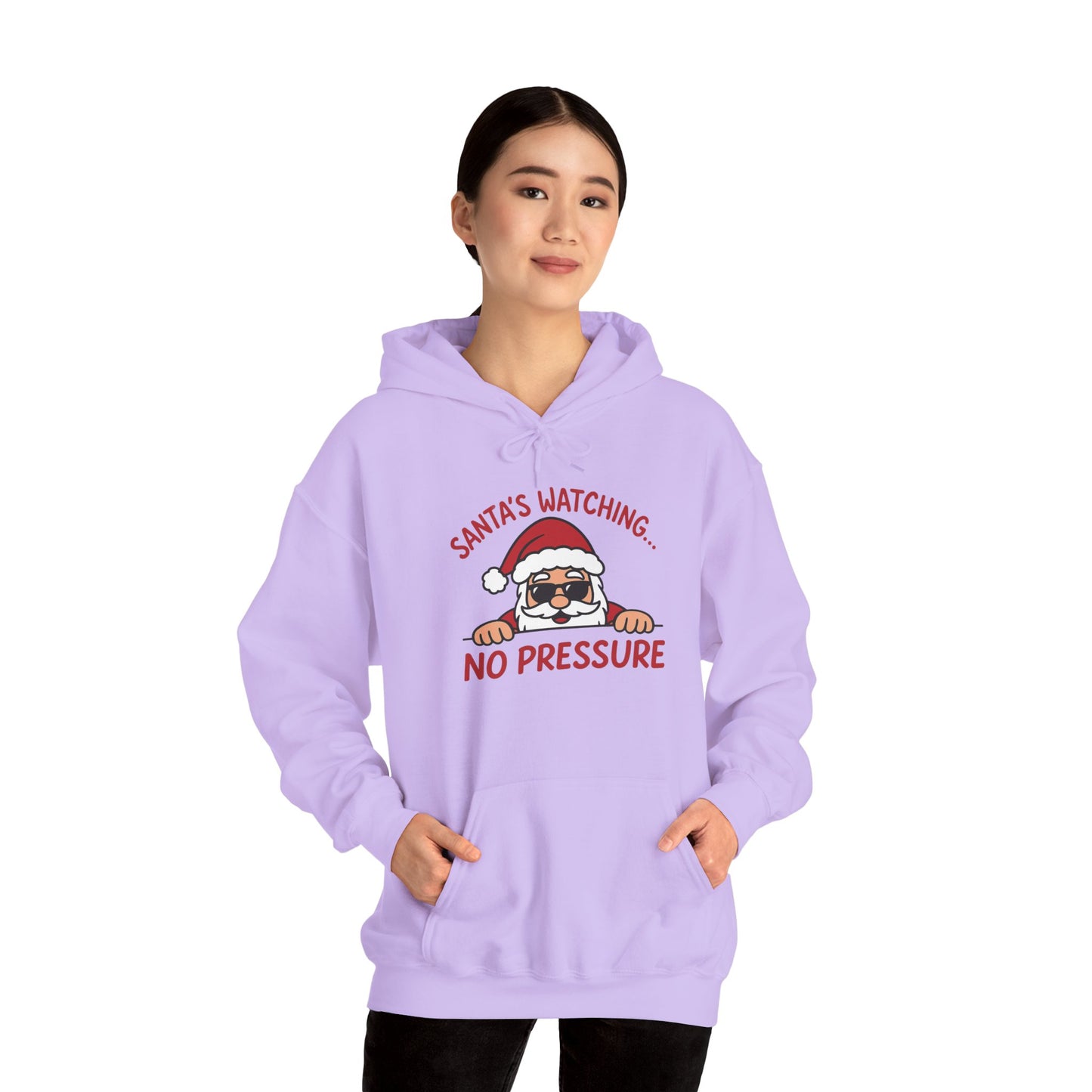 Sant's Watching No Pressure Women's Christmas Hoodie, Funny Holiday Sweatshirt