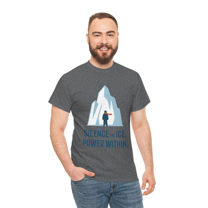 Silence of Ice Power Within Mens T-Shirt,  Minimalist Nordic Iceberg Graphic Tee