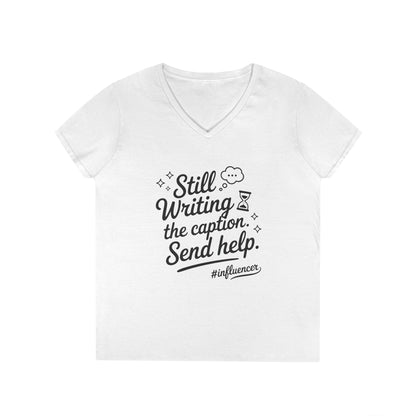 Funny Influencer Womens V-Neck T-Shirt, Social Media Tee, Funny Tee for Creatives, Gift Social Media Lovers, Fun Gift for Content Creators