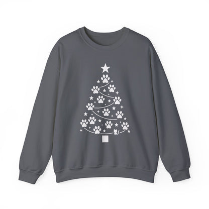 Paw Christmas Tree Women's Sweatshirt, Pet Lover Holiday Sweater