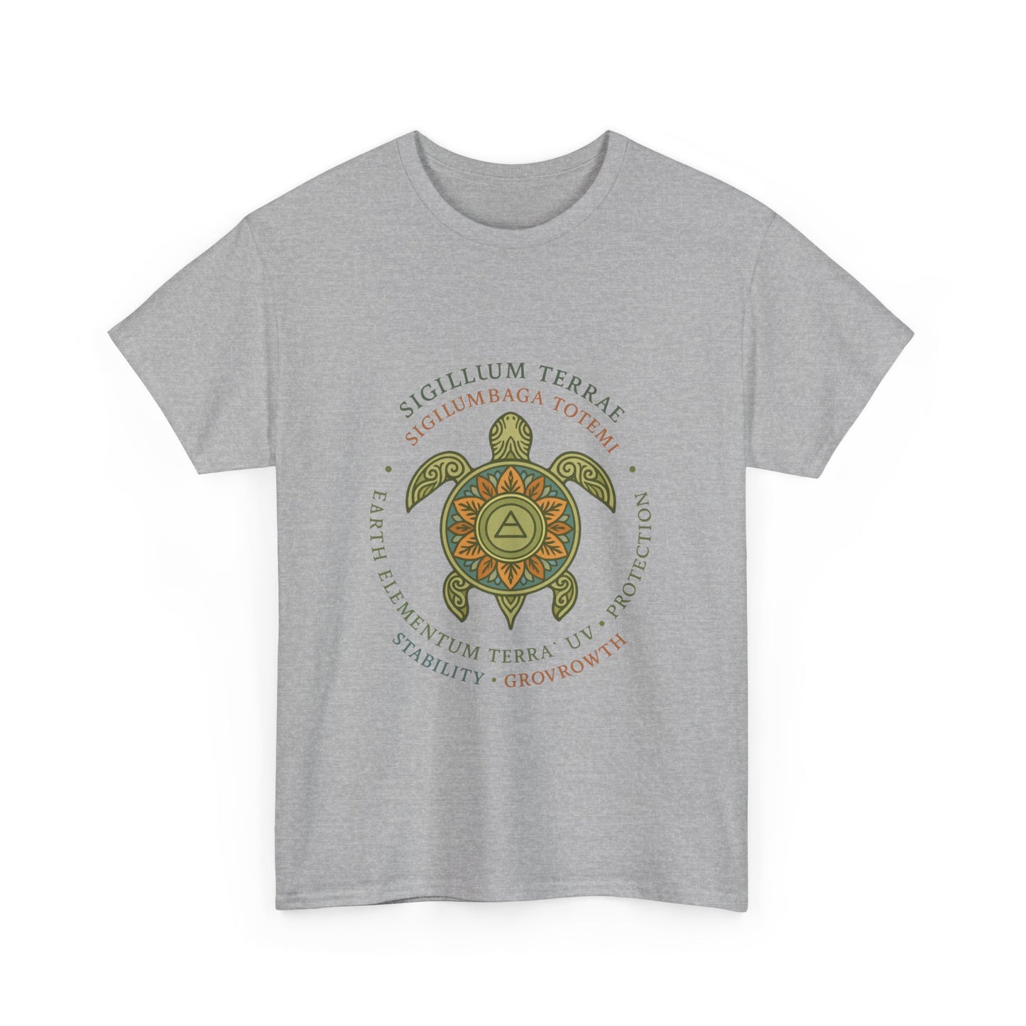 Earth Totem Turtle Unisex T-Shirt, Sigillum Terrae Symbol, Elemental Growth Unisex Tee, Spiritual UV Protection Shirt, Nature Symbol Gift