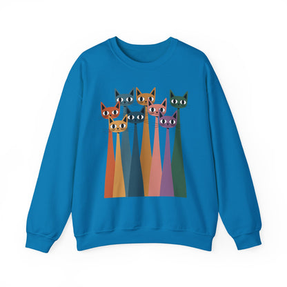 Colorful Cat Sweatshirt, Cozy Crewneck, Cat Lover Gift, Unisex Sweatshirt, Cute Animal Apparel, Fun Gift for Cat Owners