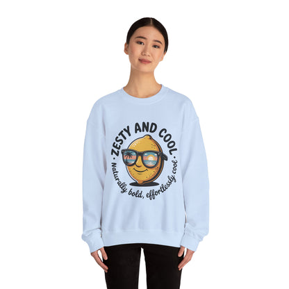Zesty and Cool Crewneck Sweatshirt, Womens Lemon Sweatshirt for Casual Wear, Trendy Gift, Summer Vibes, Comfortable Apparel