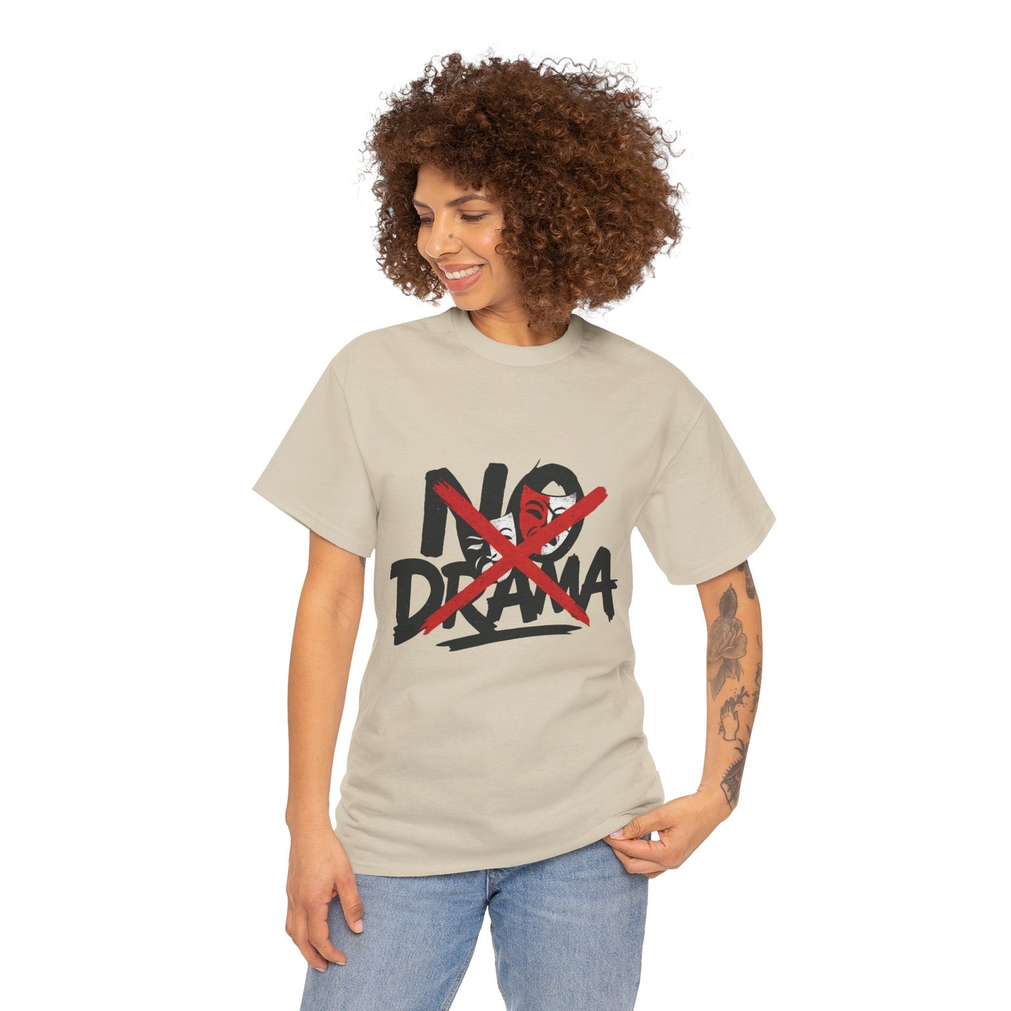 No Drama Unisex Heavy Cotton Tee, Casual Shirt, Gift for Friends, Relaxed Fit, Comfort Wear, Everyday Style
