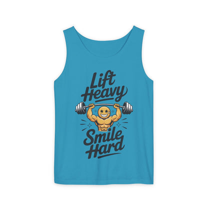 Mens Lift Heavy Smile Hard Tank Top, Funny Gym Workout Fitness Shirt, Mens Funny Gym Tank