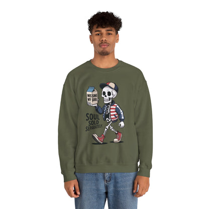 Skeleton Graphic Sweatshirt, Soul Sold Separately Pullover, Funny Gothic Streetwear, Missing My Soul Skull Hoodie Alternative