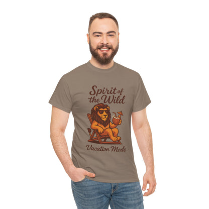 Spirit of the Wild Lion Shirt for Men - Vacation Mode Funny Summer Tee - Relaxed Jungle King Graphic, Vacation Mode, Perfect for Vacations