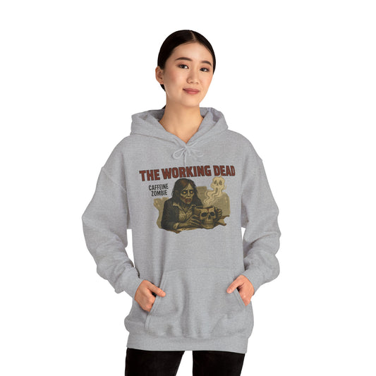 The Working Dead Women's Zombie Hoodie, Work Humor Hoodie, Halloween Work Top, Coffee Zombie Hoodie