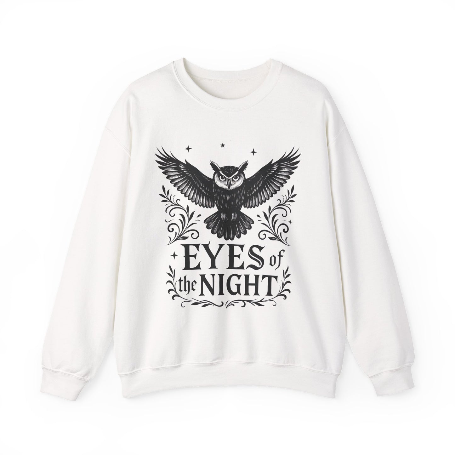 Eyes of the Night Owl Sweatshirt, Mens Dark Gothic Sweatshirt, Mysterious Owl Graphic Pullover, Forest Bird of Night Design, Halloween Gift