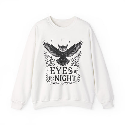 Eyes of the Night Owl Sweatshirt, Mens Dark Gothic Sweatshirt, Mysterious Owl Graphic Pullover, Forest Bird of Night Design, Halloween Gift
