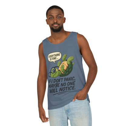 Mens Funny Turtle Graphic Tank Top, Summer Apparel, Gift for Animal Lovers, Beach Day Essentials, Mens Casual Wear, Relaxed Vibes