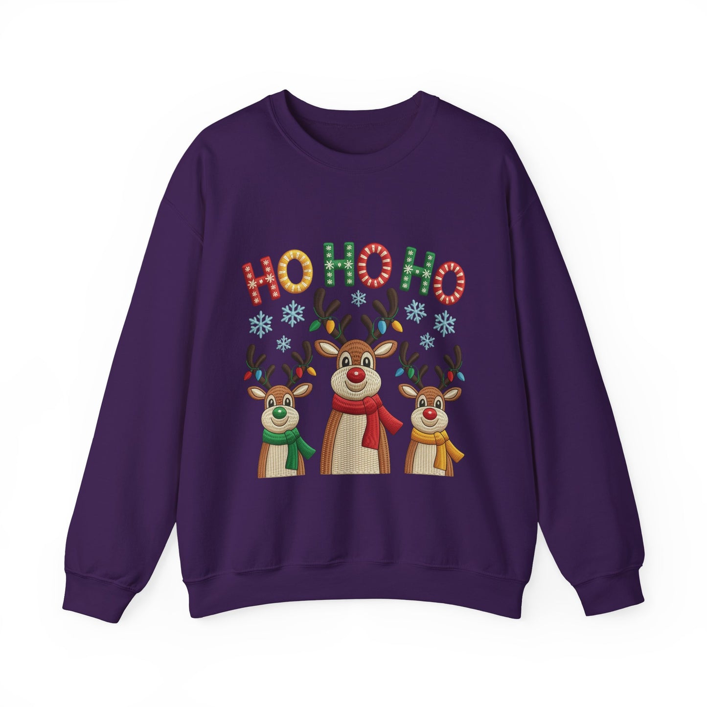 Ho Ho Ho Reindeer Christmas Sweatshirt, Cute Holiday Pullover for Women
