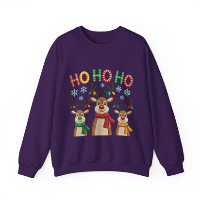 Ho Ho Ho Reindeer Christmas Sweatshirt, Cute Holiday Pullover for Women