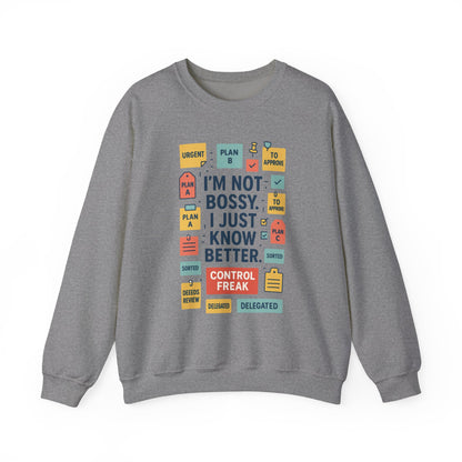 Funny Mens Control Freak Sweatshirt, Sarcastic Crewneck Gift for Him, Perfect Gift for Bossy Friends