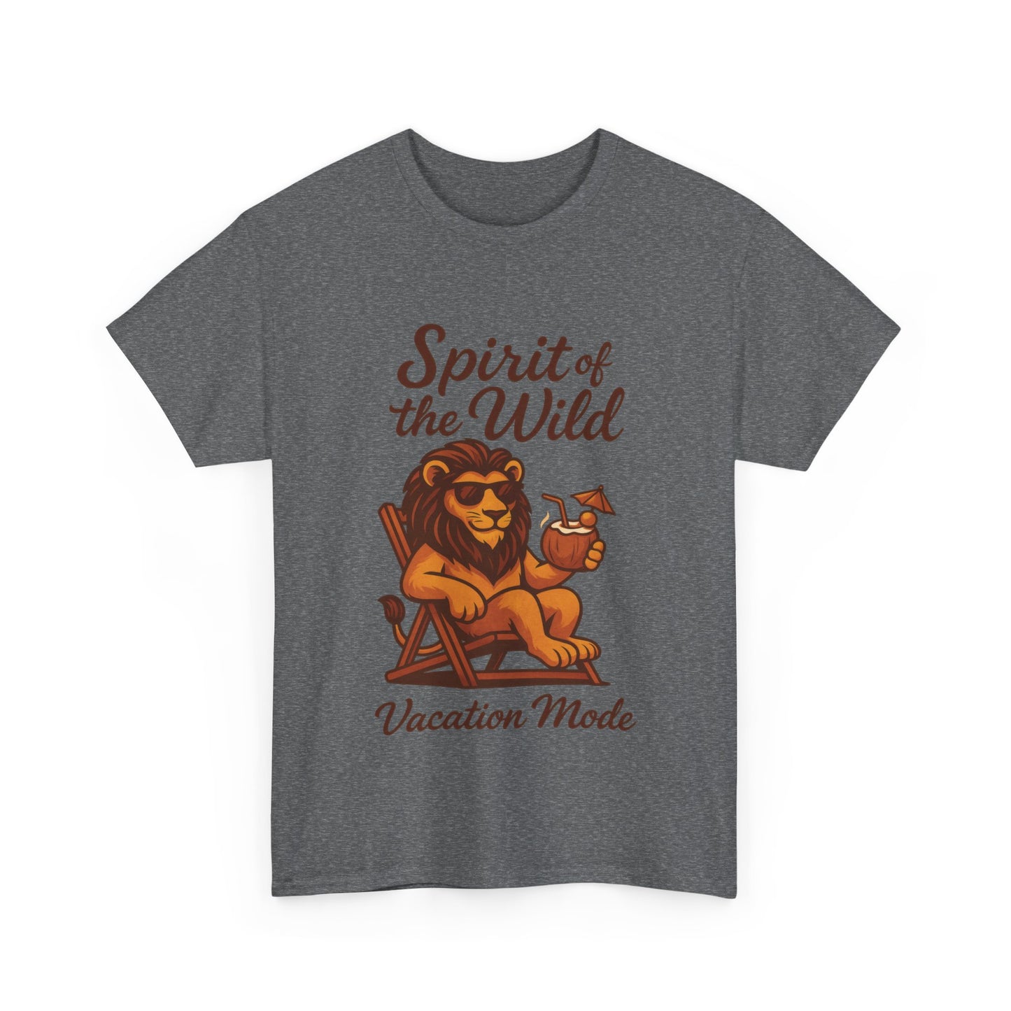 Spirit of the Wild Lion Shirt for Men - Vacation Mode Funny Summer Tee - Relaxed Jungle King Graphic, Vacation Mode, Perfect for Vacations