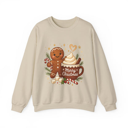 Women's Gingerbread - Hot Cocoa Christmas Sweatshirt,  Cozy Holiday Pullover, Women's Heavy Blend™ Crewneck Sweatshirt