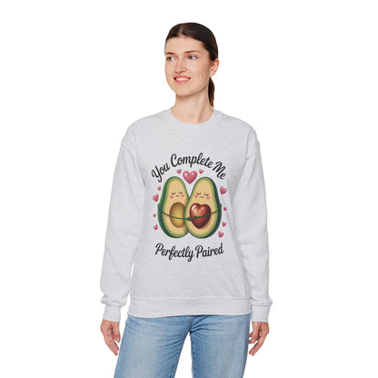 Cute Avocado Love Crewneck Sweatshirt, Sweatshirt for Couples, Perfect Gift for Valentines Day, Cozy Apparel, Avocado Lover Gift