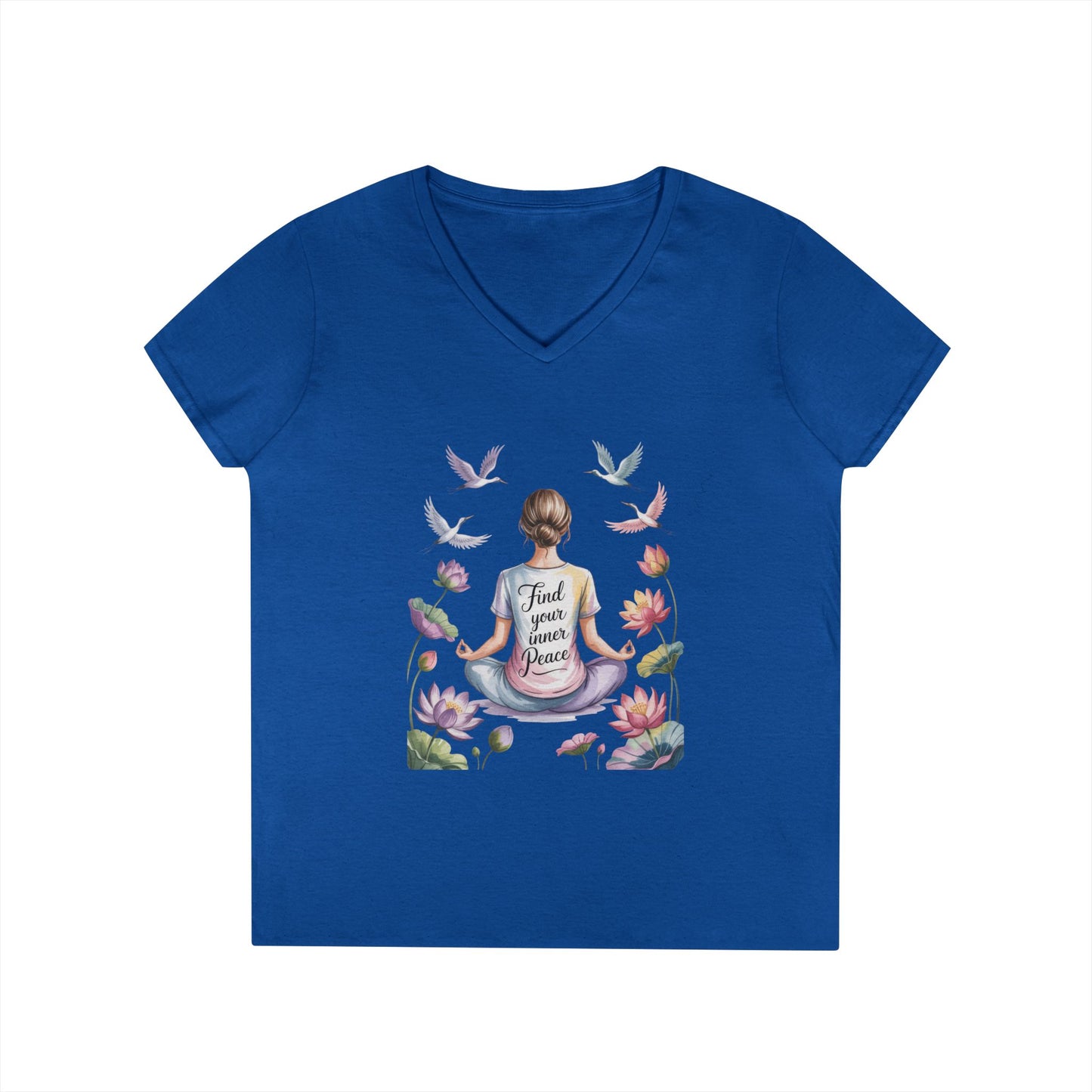 Mindful V-Neck T-Shirt, Inspirational Tee, Yoga Shirt, Self-Care Apparel, Gift for Her, Casual Wear, Find Your Inner Peace