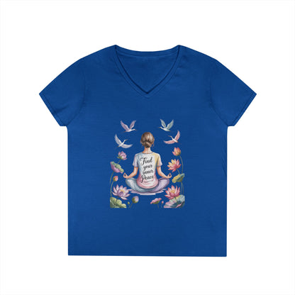 Mindful V-Neck T-Shirt, Inspirational Tee, Yoga Shirt, Self-Care Apparel, Gift for Her, Casual Wear, Find Your Inner Peace