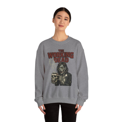 The Working Dead Women's Zombie Sweatshirt, Halloween Zombie Top, Work Humor Sweatshirt, Women's Heavy Blend™ Crewneck Sweatshirt