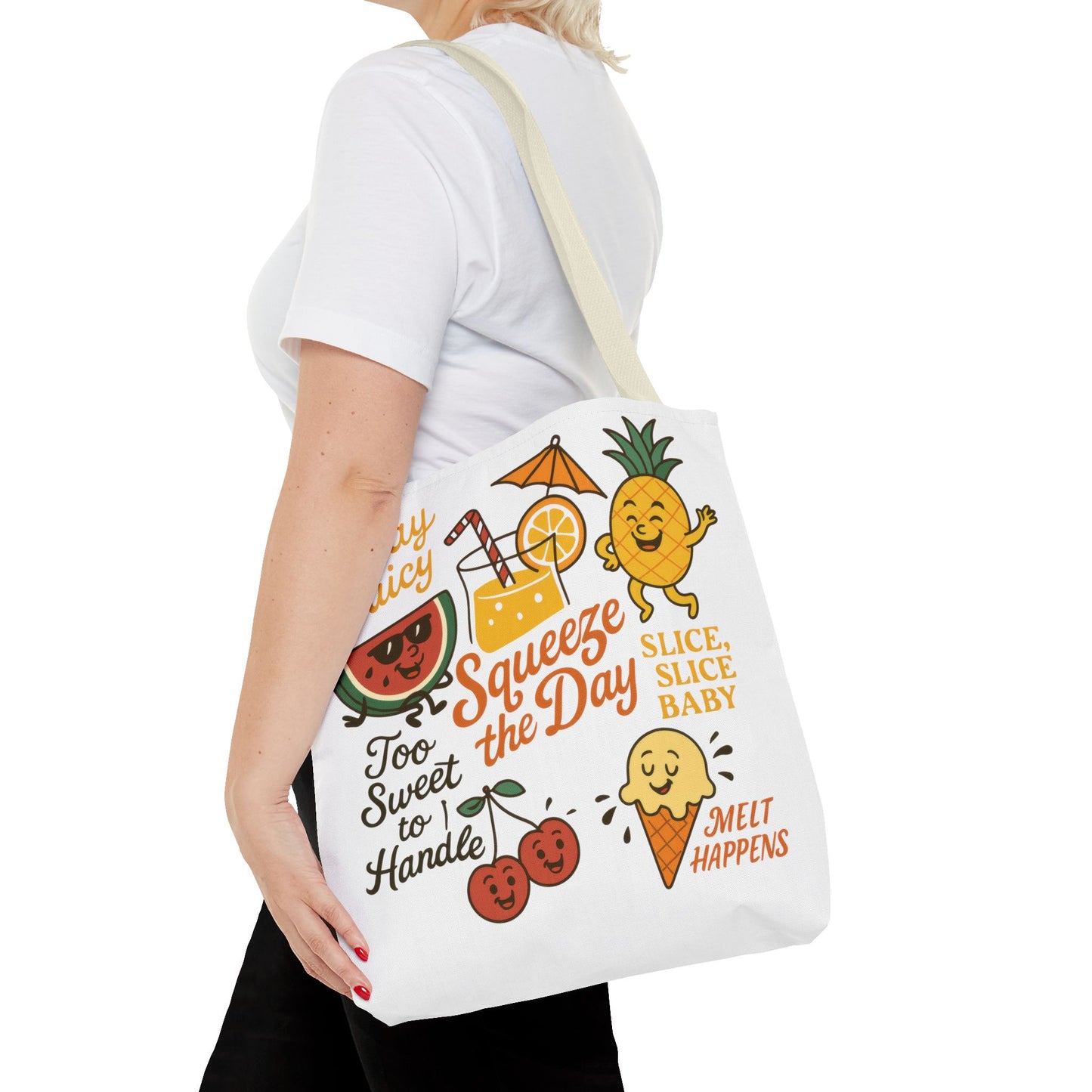 Juicy Summer Tote Bag, Fun Beach Carryall, Perfect for Grocery Shopping, Reusable Market Tote, Cute Gift for Fruit Lovers, Large Tote Bag