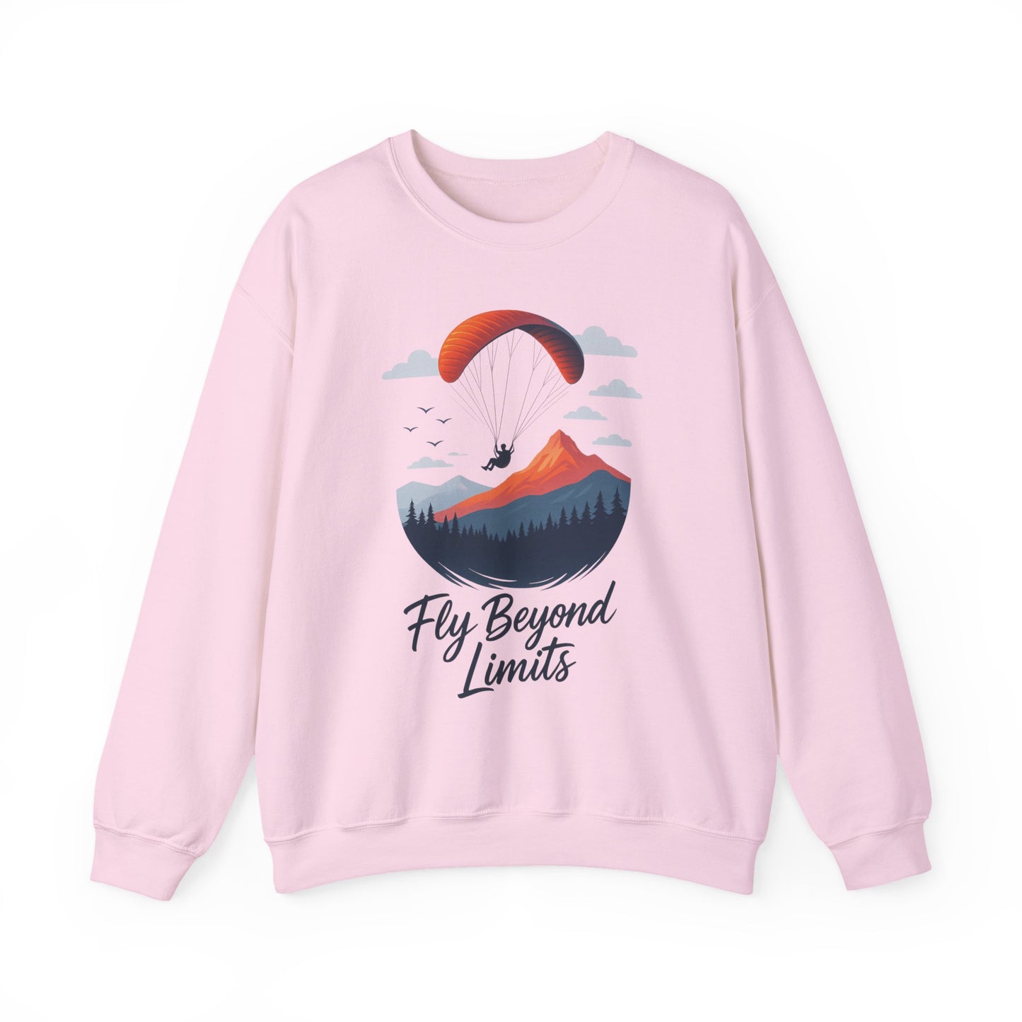 Adventure Inspiration Crewneck Sweatshirt - Fly Beyond Limits, Cozy Outdoor Outfit, Gift for Adventurers, Travel, Motivation Apparel