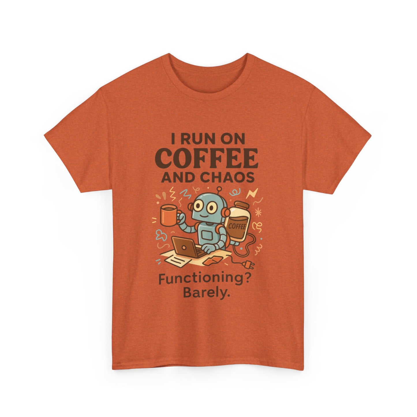 I Run on Coffee and Chaos Unisex Heavy Cotton Tee, Funny Coffee Lover Shirt, Gift for Him/Her, Work from Home Humor Tee, Relaxed Fit [...]