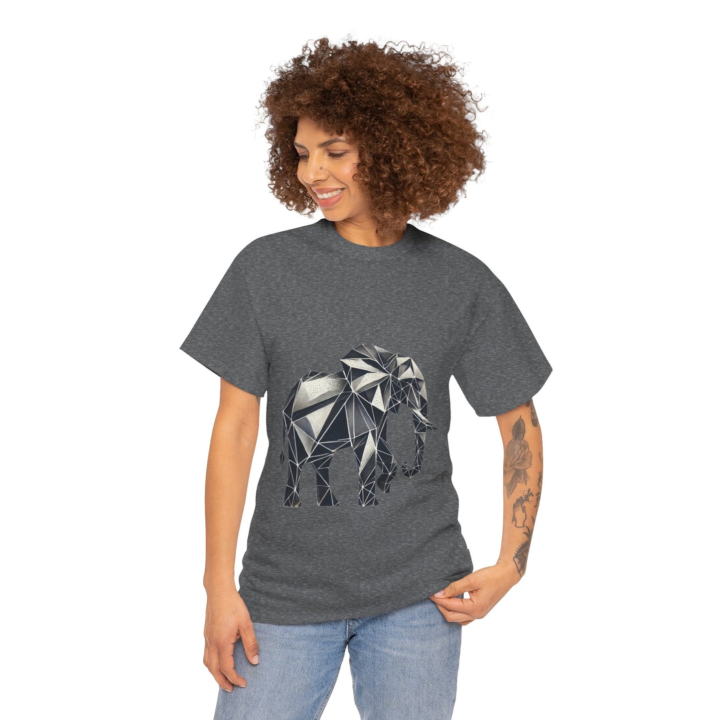 Geometric Elephant Tee - Minimalist Art Shirt, Nature Lover Gift, Animal Print T-Shirt, Unisex Cotton Tee, Eco-Friendly Wear
