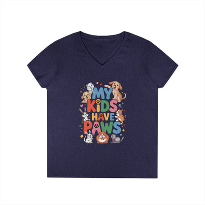 My Kids Have Paws V-Neck T-Shirt, Pet Lover Gift, Cute Animal Shirt, Cute Pet Mom Tee, Animal Parent T-Shirt,  Dog Cat Bunny Lover Gift