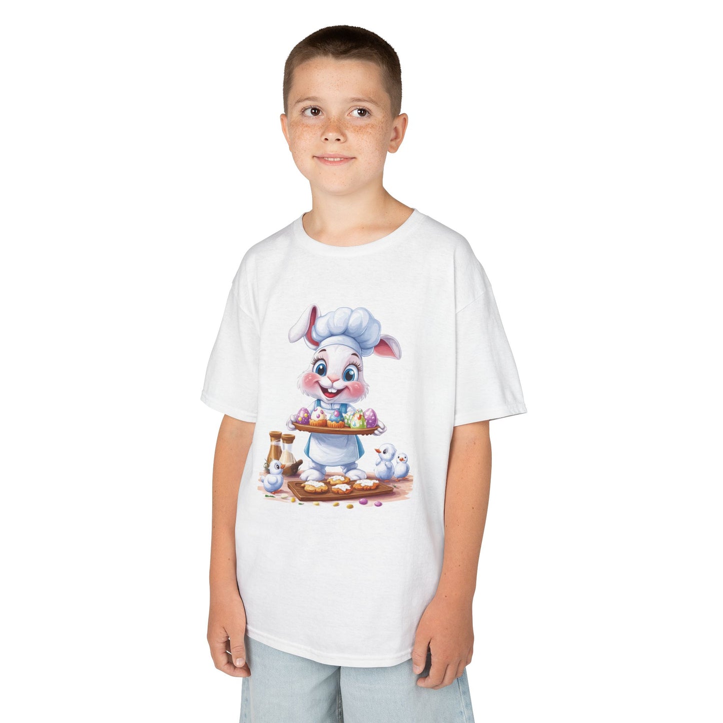 Easter Bunny Chef Kids T-Shirt, Cute Spring Baking Tee with Eggs, Toddler Easter Outfit, Bunny Holding Egg Tray Tee, Cute Animal Design