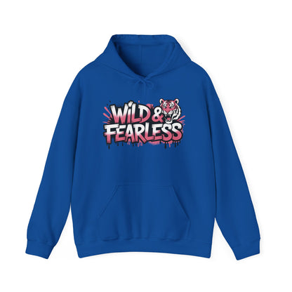 Women's Hoodie Wild & Fearless, Tiger Graffiti Graphic Pullover, Bold Urban Streetwear Hoodie