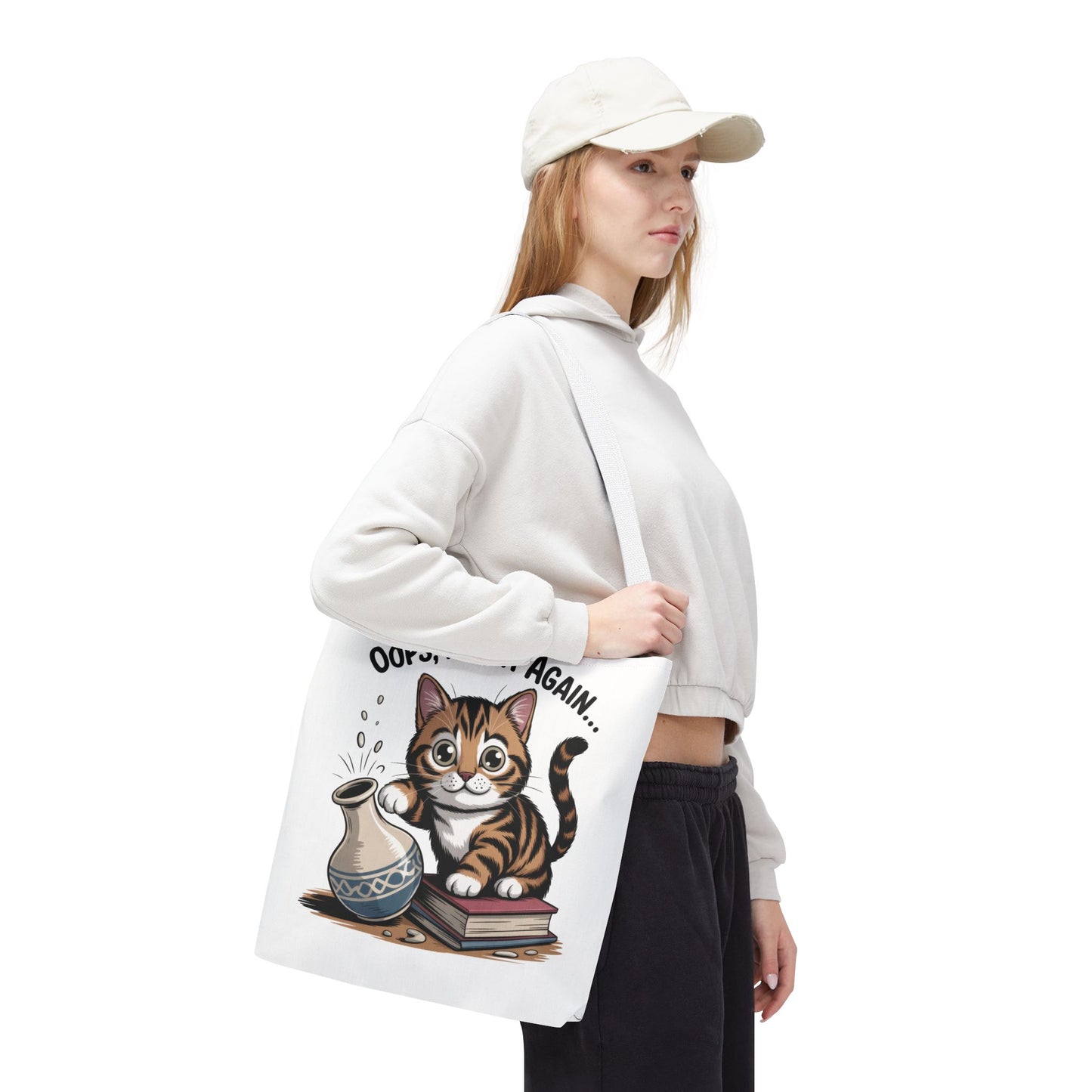 Cat-Themed Tote Bag, "Oops, I Did It Again", Perfect Gift for Cat Lovers, Pet Owners, Birthday, or Everyday Use, Large Tote Bag, beach bag
