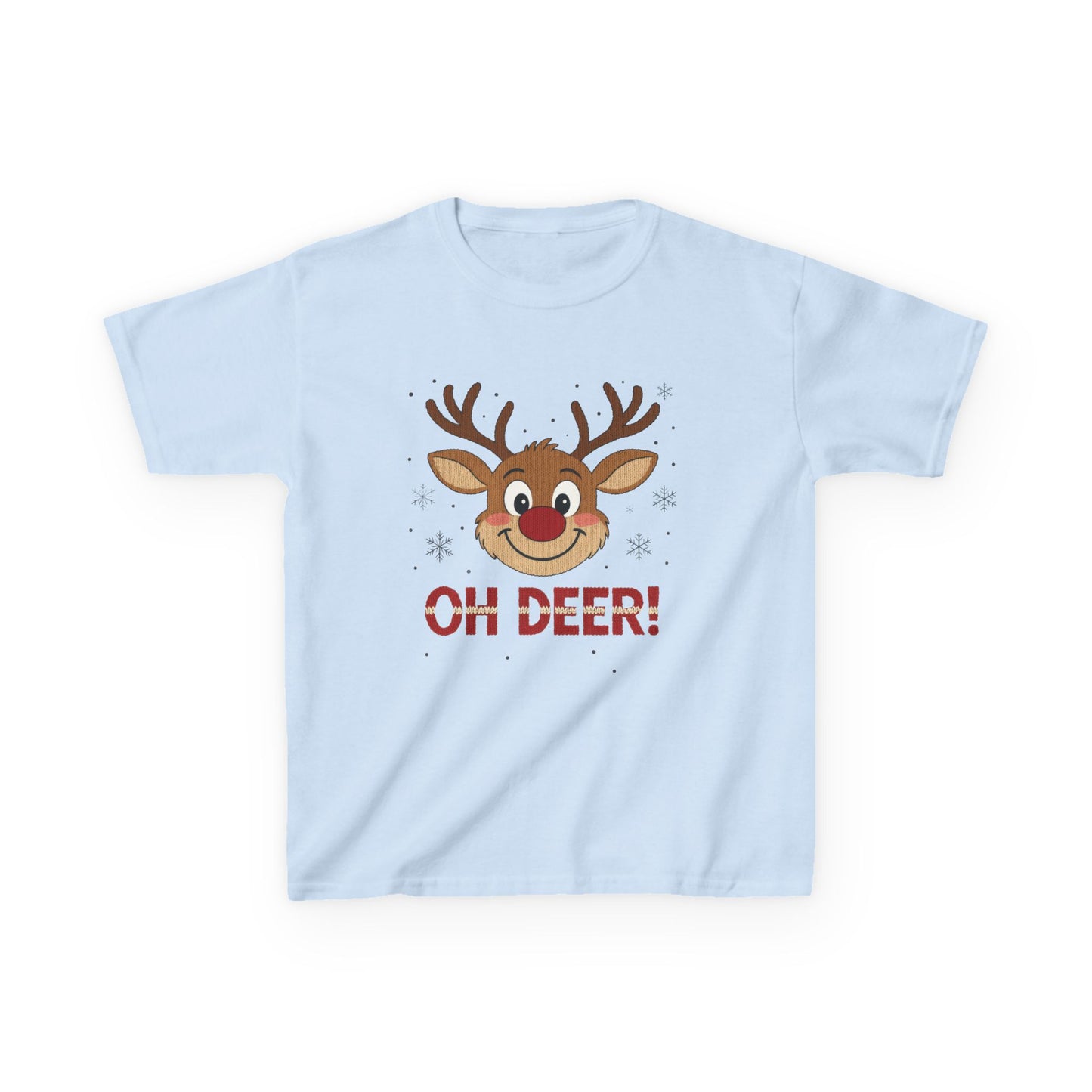 Girls Oh Deer Christmas T-Shirt, Cute Reindeer Kids Holiday Tee