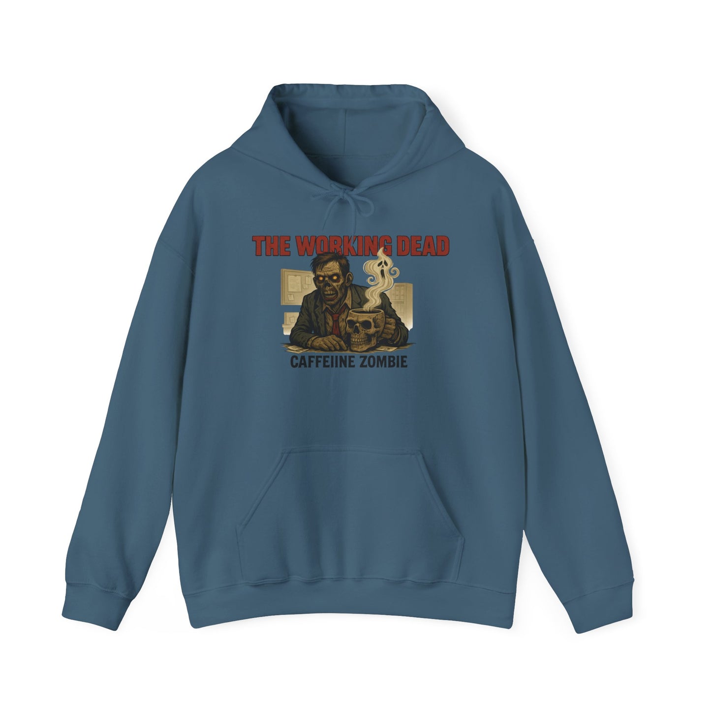 The Working Dead Men's Zombie Hoodie, Funny Office Meeting Sweatshirt, Halloween Zombie Top, Coffee Zombie Hoodie, Halloween Work Top