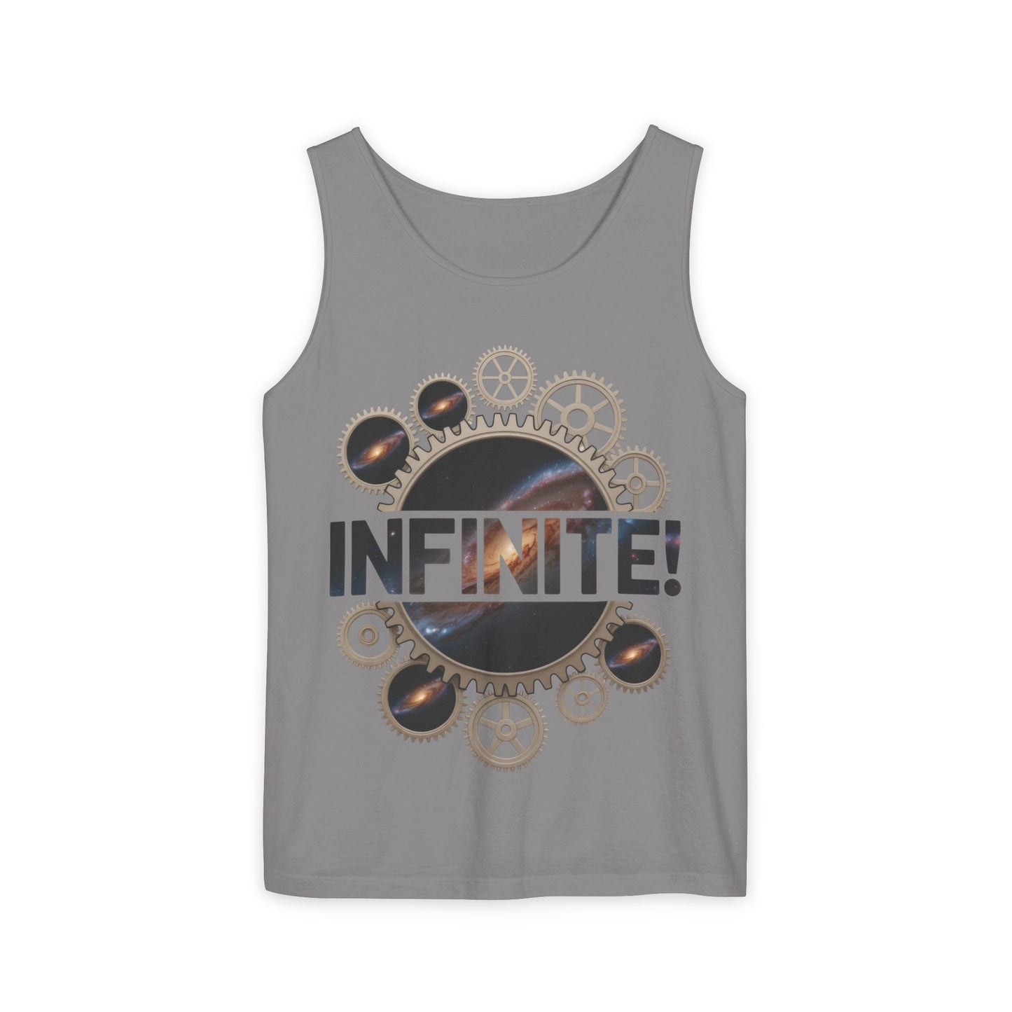 Men's INFINITE! Steampunk Space Gears T-Shirt, Cosmic Mechanical Design Tee for Sci-Fi & Engineering Lovers, Workout Shirt