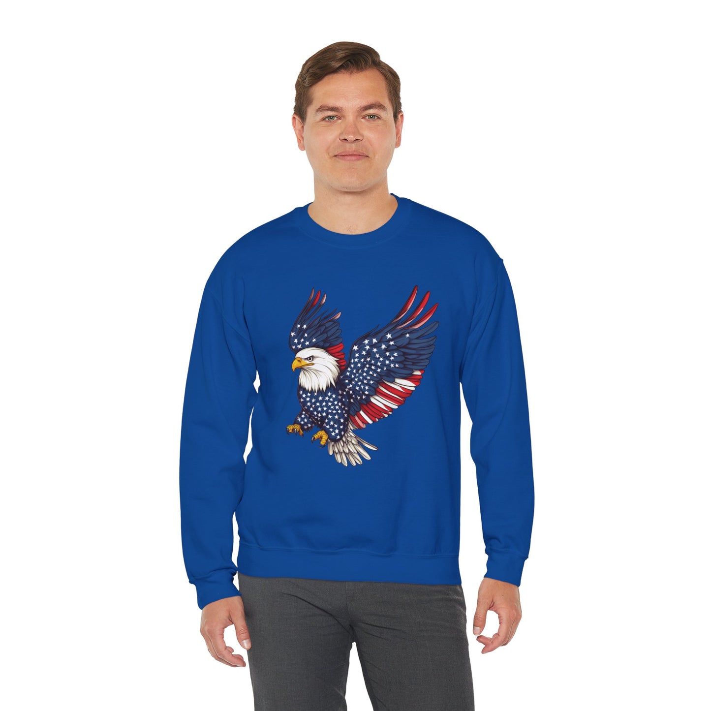 Patriotic Eagle Sweatshirt, Unisex Crewneck, USA Pride Apparel, Cozy Everyday Wear, Perfect for Independence Day, Gift for Patriots