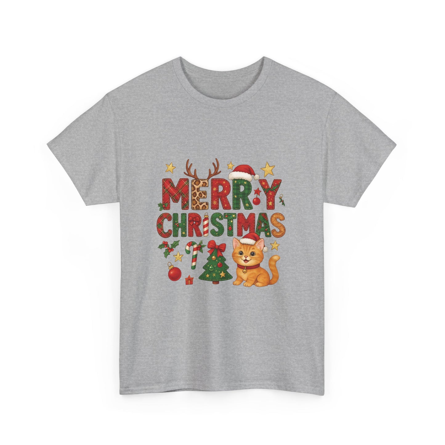 Merry Christmas Cat Shirt, Cute Holiday Cat Lovers Tee for Women