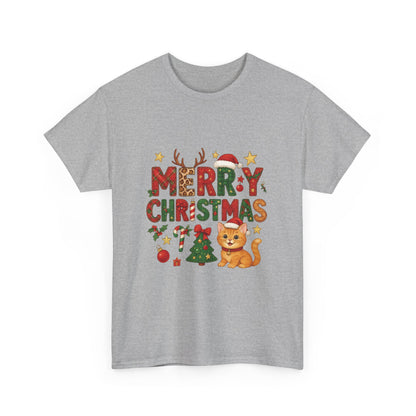 Merry Christmas Cat Shirt, Cute Holiday Cat Lovers Tee for Women