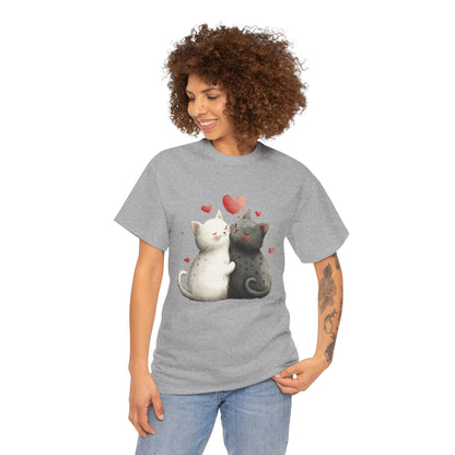Cute Cat Love T-Shirt, Adorable Feline Couple Tee, Gift for Cat Lovers, Valentine's Day Shirt, Cozy Everyday Wear, Cat Mom T-Shirt