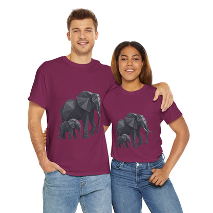Geometric Elephant Tee - Minimalist Art Shirt, Nature Lover Gift, Animal Print T-Shirt, Unisex Cotton Tee, Eco-Friendly Wear